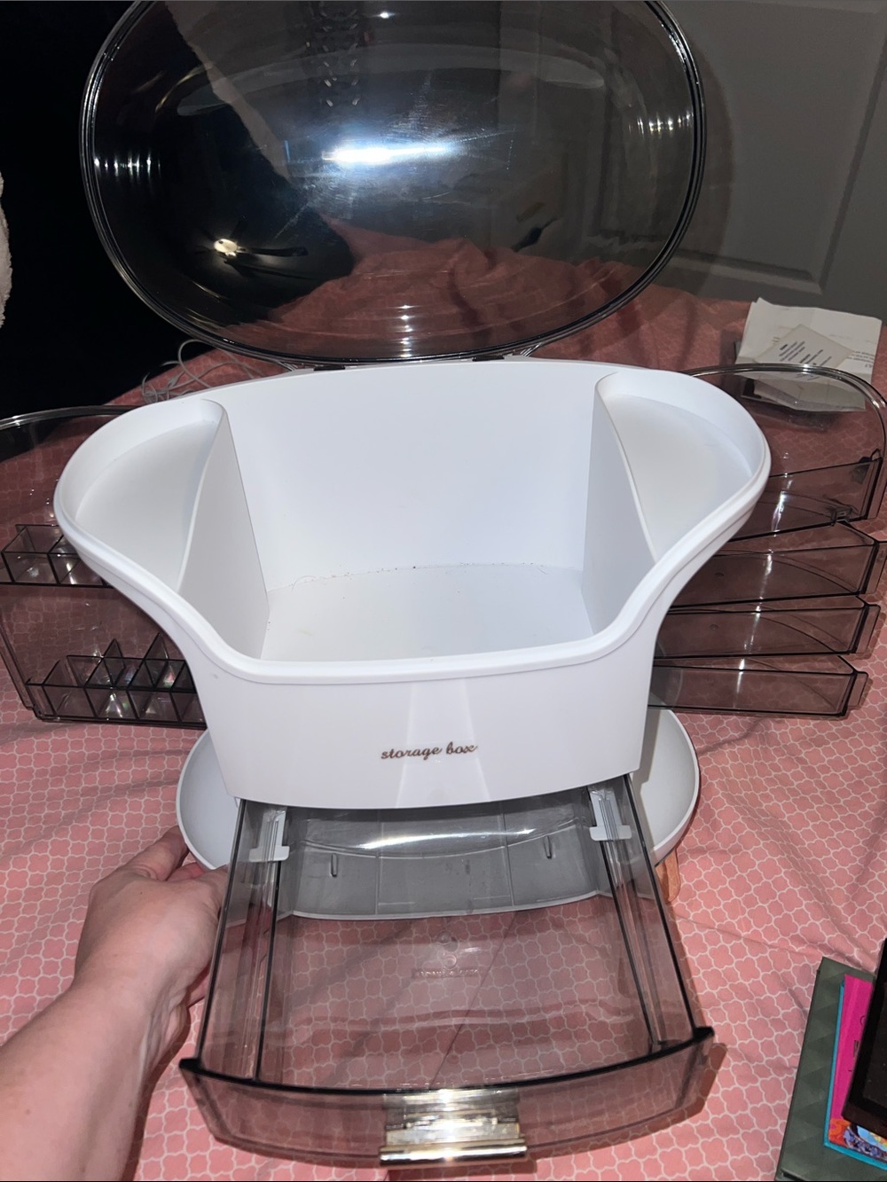 Makeup organizer that includes brushes, and makeup! Every piece is brand new